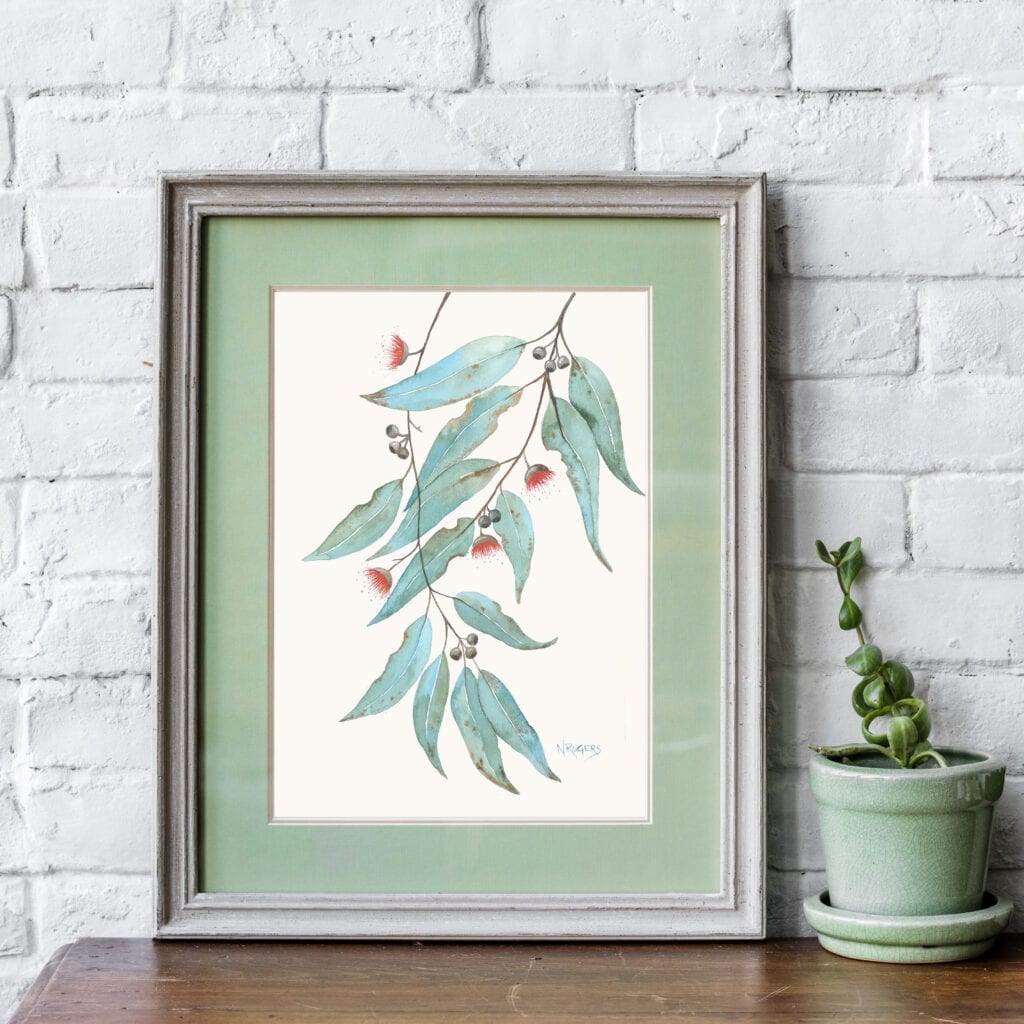Watercolour gum leaves by Nikki Rogers